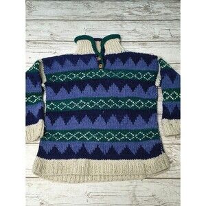100% Wool Heavyweight Collared Swaleater 90s Geometric Colors